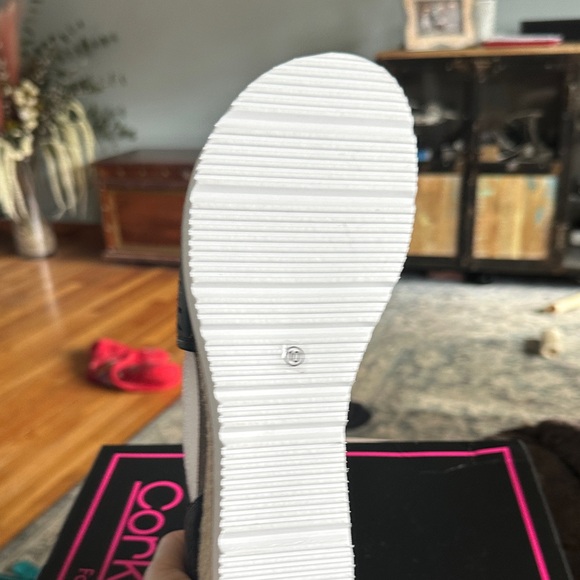 Corkys Black Wedge Sandals - Picture 2 of 3